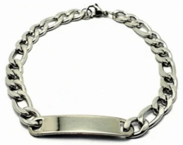 Pulsera de acero quirurgico eslabon figaro o 3x1 Con sello 1.6mm 22cm